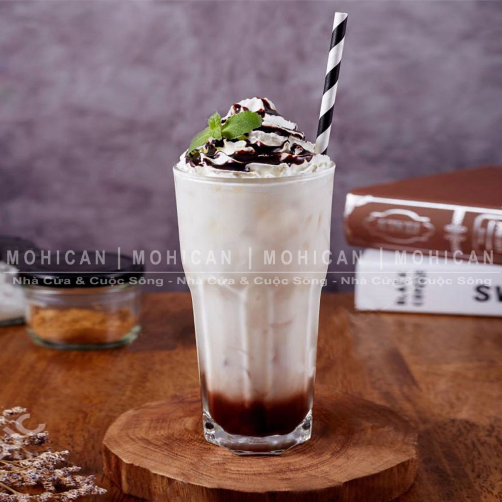 Ly thủy tinh cà phê sọc khía 500ml, cốc thủy tinh lớn Lucky Centra Long Drink, hàng đẹp cao cấp Thái Lan LUKG-10006