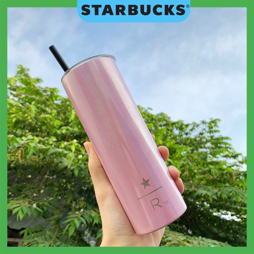 [ĐỘC QUYỀN] Ly cốc giữ nhiệt Starbucks chính hãng hồng 590ml ánh kim tuyến