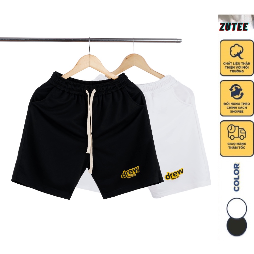 Quần short nam DREW quần đùi da cá cotton ZUTEE unisex thun nỉ da cá thoáng mát essential