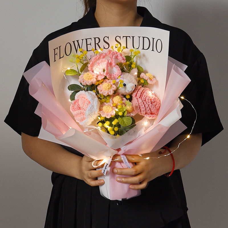 Bó Hoa Hướng Dương Giả Bằng Len Dệt Kim Thủ Công Làm Quà Tặng Valentine Cho Bạn Gái