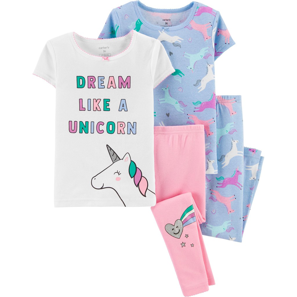 Set 2 bộ pajama bé gái chính hãng Carters nhập từ Mỹ - Unicorn