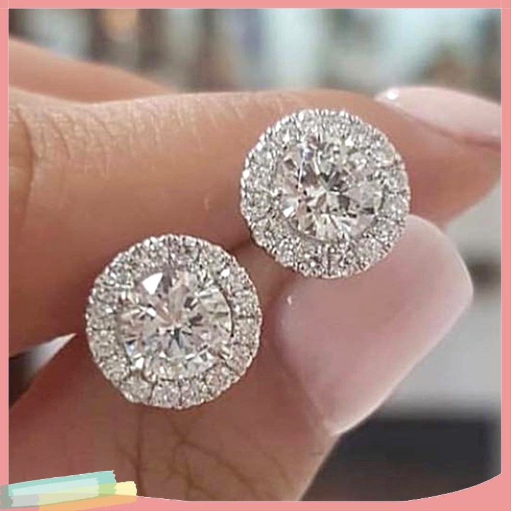 Bông Tai Hình Tròn Bằng Hợp Kim Đính Đá Sang Trọng Thời Trang Cho Nữ