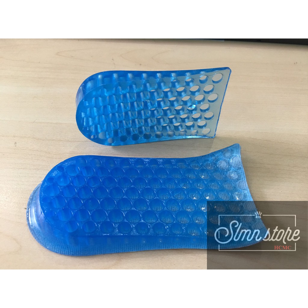 Bộ 4 miếng lót đế giày tăng chiều cao silicon siêu êm ái, giày đế cao, giày độn gót. SLMN_LOTGIAY_silicone_xanh