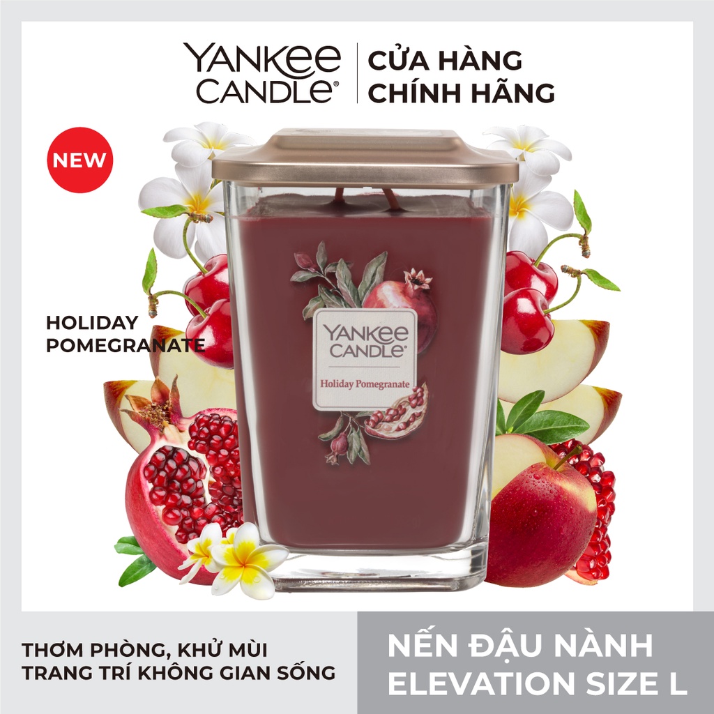 Nến ly vuông Elevation Yankee Candle size L - Holiday Pomegranate (552g)