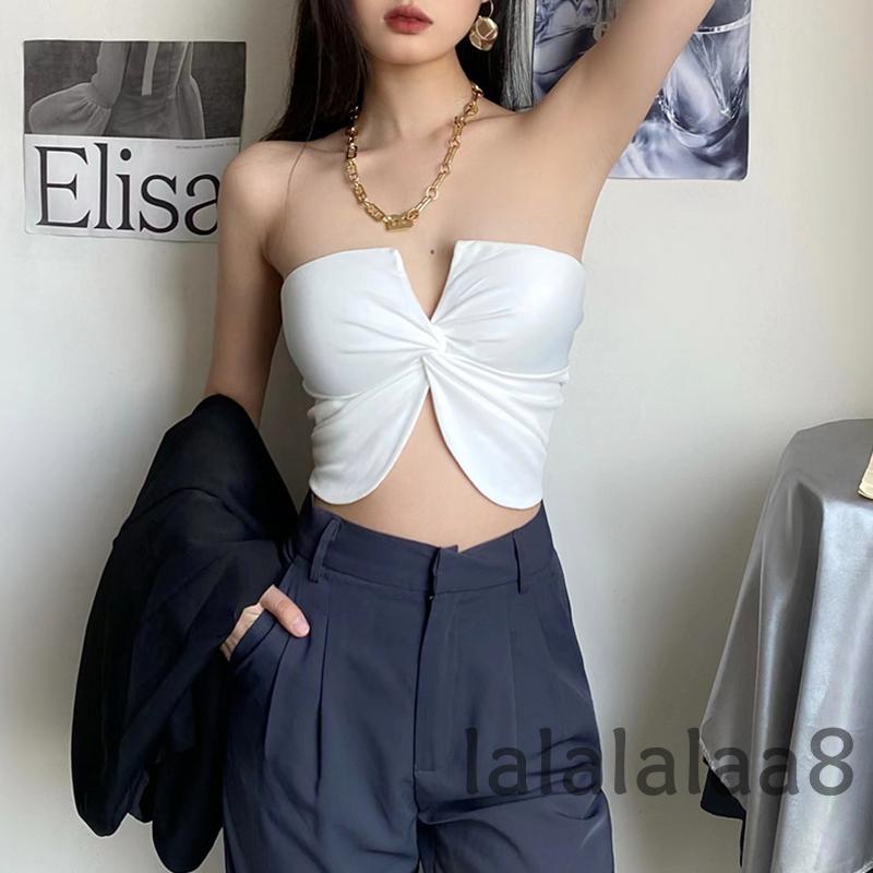 Áo Tank Top Cổ Chữ V Màu Trơn Thời Trang Mùa Hè Cho Nữ La8-YS-