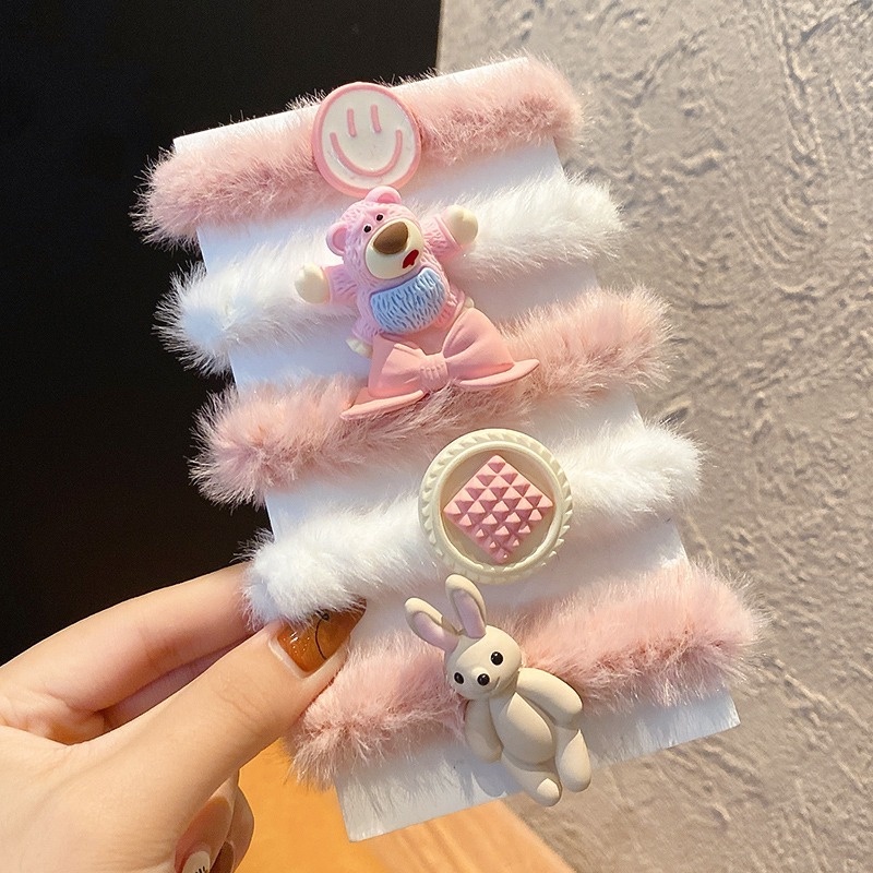 Dây buộc tóc cao su bọc lông nhung họa tiết hoạt hình dễ thương cho nữ