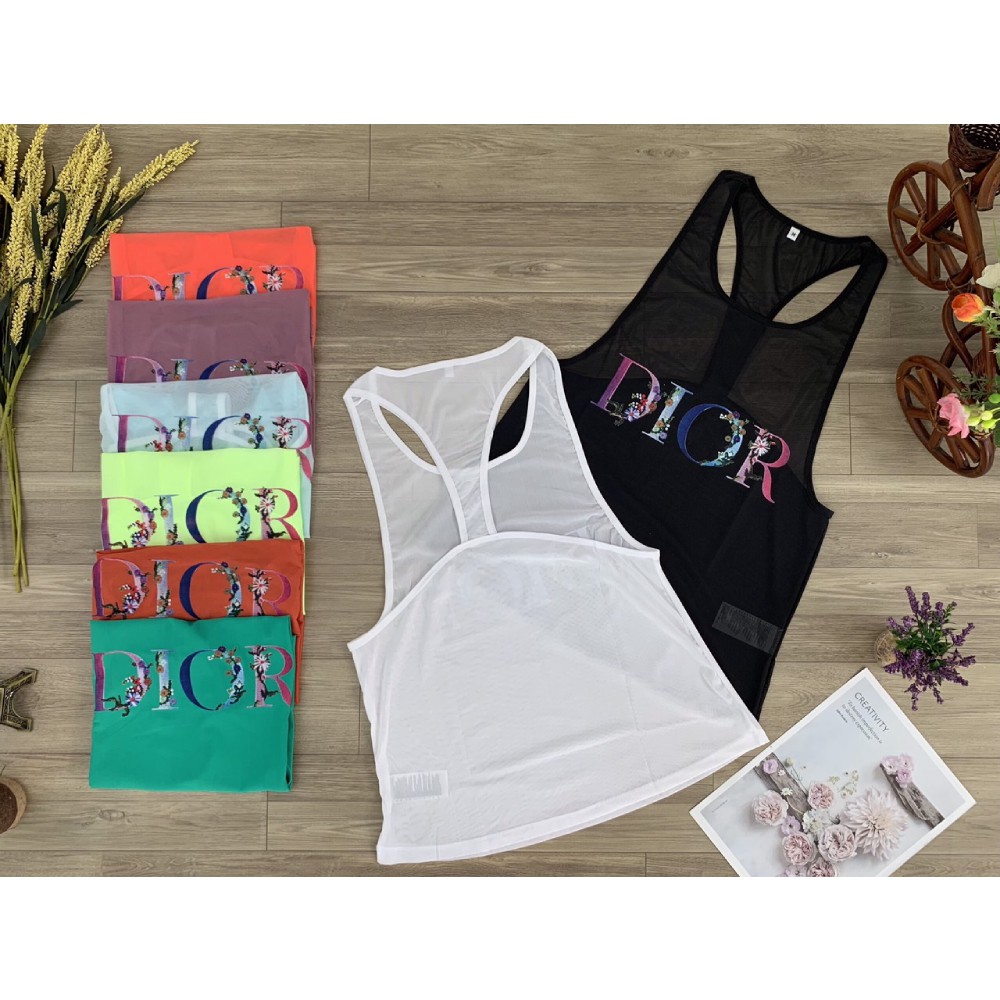 Áo tank top thêu hoa thoáng mát (đồ tập gym-yoga nữ)