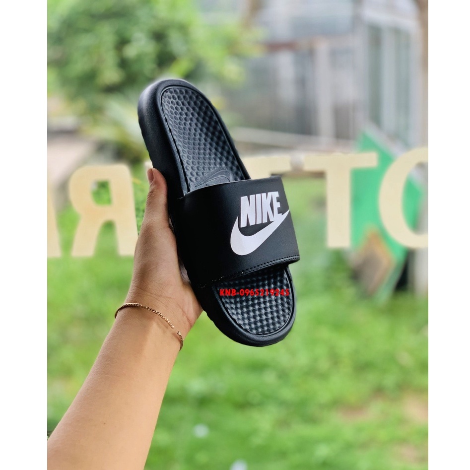 Dép nike nam nữ, dép quai ngang nam nữ unisex nike benassi cartoon ❤️FREESHIP + Hộp❤️ màu đen logo trắng