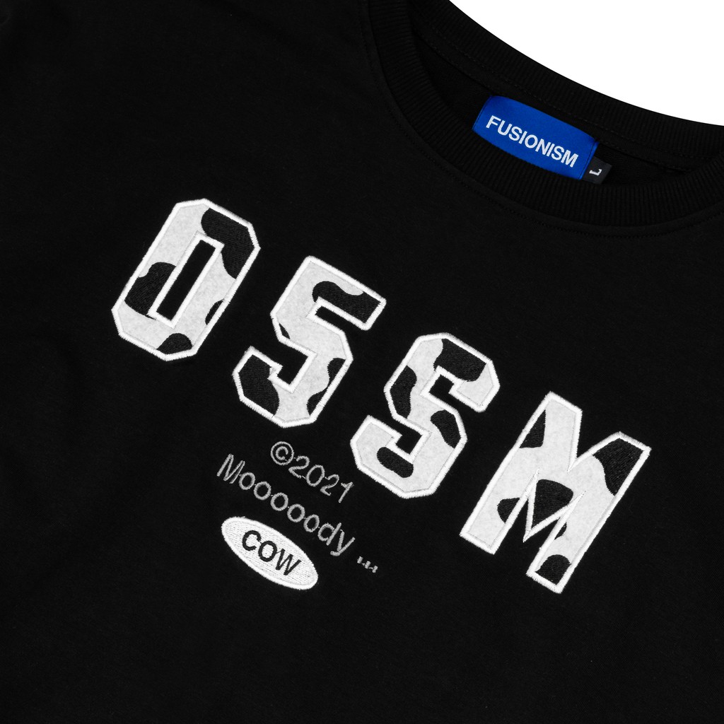 Áo Sweater Thêu Logo Bò Sữa 05SM Fusionism - Màu Trắng Đen - Unisex - Form Oversize