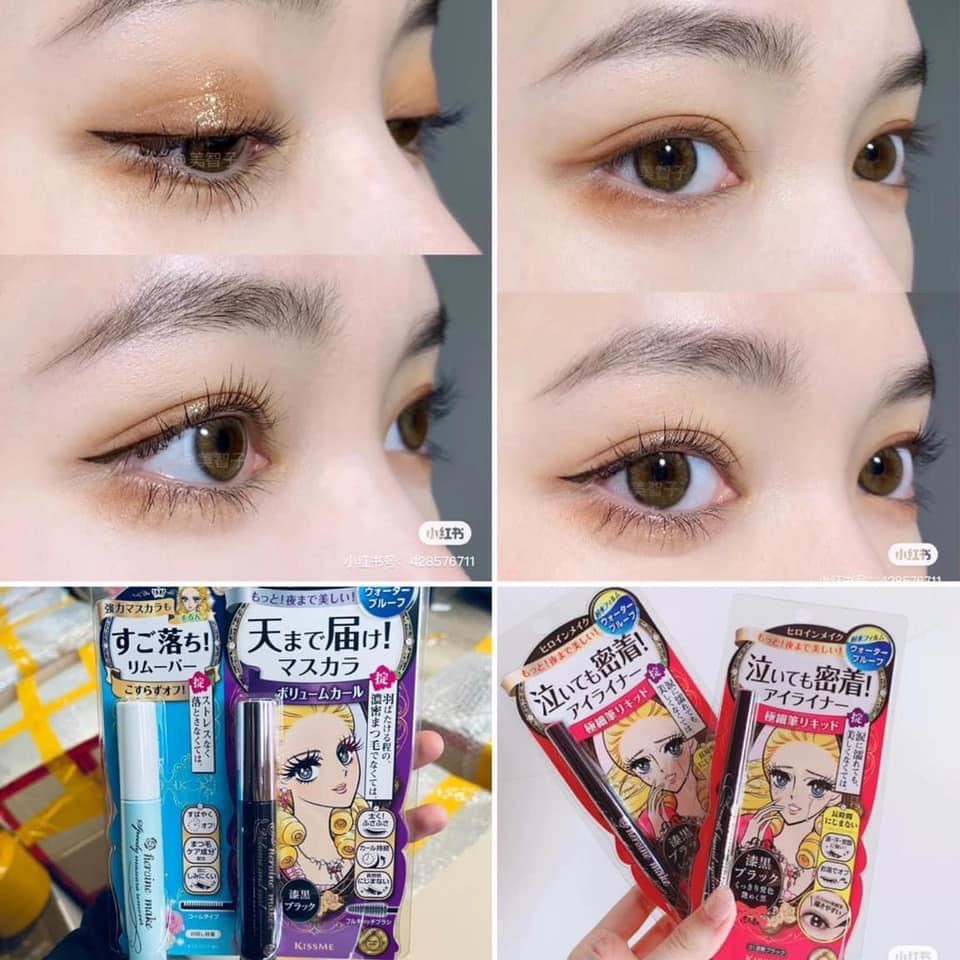 Set Mascara + Tẩy trang + Kẻ mắt Kiss me Heroine Nhật Bản Mẫu mới nhất 2022