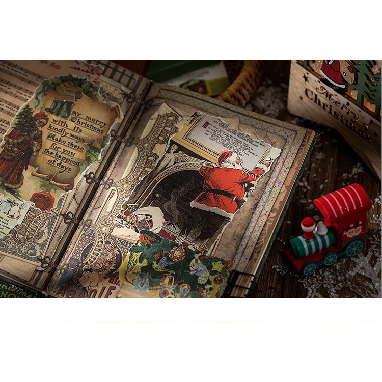 Set 60 Tờ Giấy Lót Trang Trí Giáng Sinh Phong Cách Retro 4 Loại Tùy Chọn