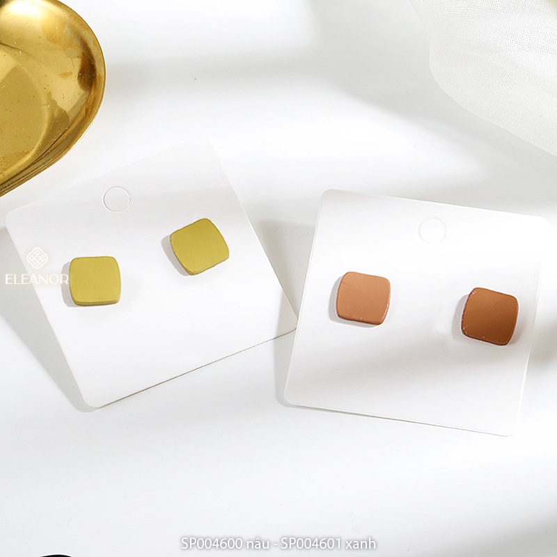 Bông tai nữ chuôi bạc 925 Eleanor Accessories hình vuông màu sắc trẻ trung phụ kiện trang sức Hàn Quốc dễ thương