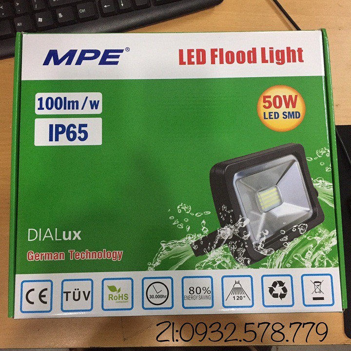 ĐÈN PHA LED 50W MPE CHỐNG NƯỚC IP 65 MÃ:FLD-50T