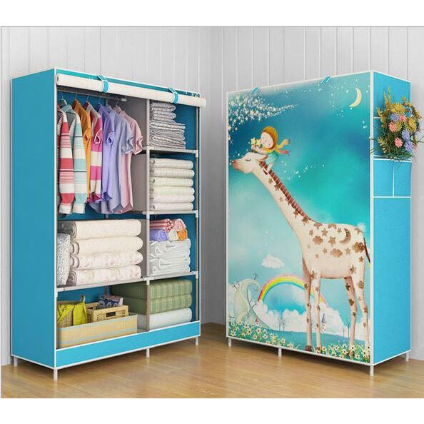 Tủ Để Quần Áo 3 Buồng 8 Ngăn Chất liệu Vải 3D Cao Cấp
