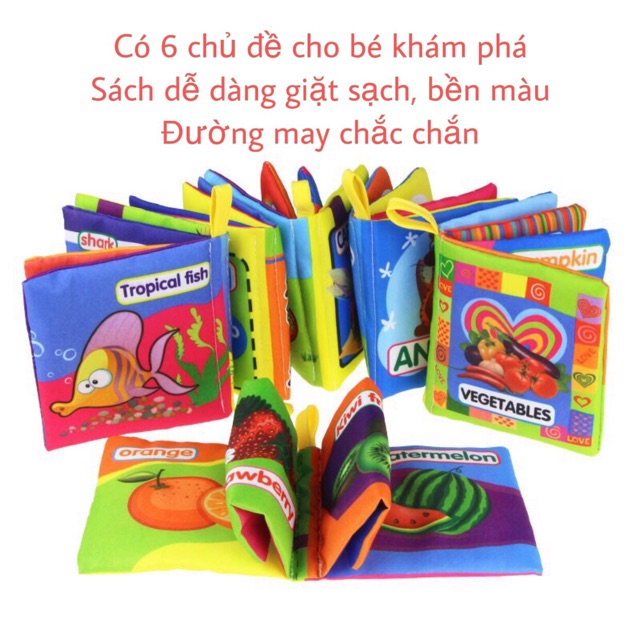 [Mua 1 tặng 1] Sách vải kích thích phát triển thị giác cho bé BỀN MÀU AN TOÀN - TẶNG Bút viết SIÊU CẤP ĐÁNG YÊU