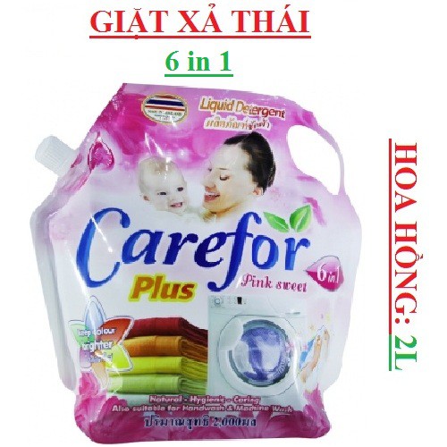 Nước giặt xả thái lan đậm đặc 6in1 carefore túi 2000ml tím, hồng