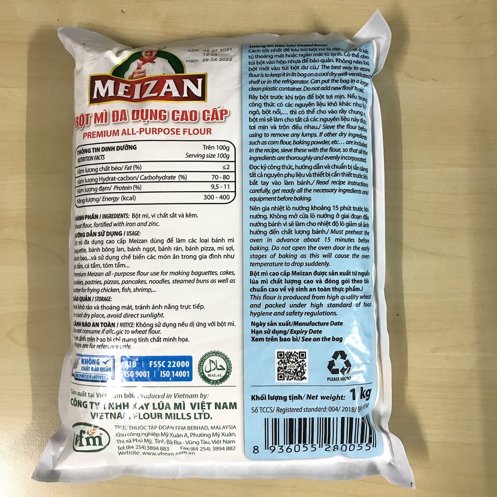 Bột Mì Đa Dụng Meizan Cao Cấp All-Purpose Flour Túi 500G-1KG Làm Được Tất Cả Các Loại Bánh Ngọt, Bánh Mì