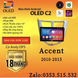 Màn hình android oled c2 new theo xe accent 2010 - 2015, 9 inch kèm dưỡng và jack nguồn zin