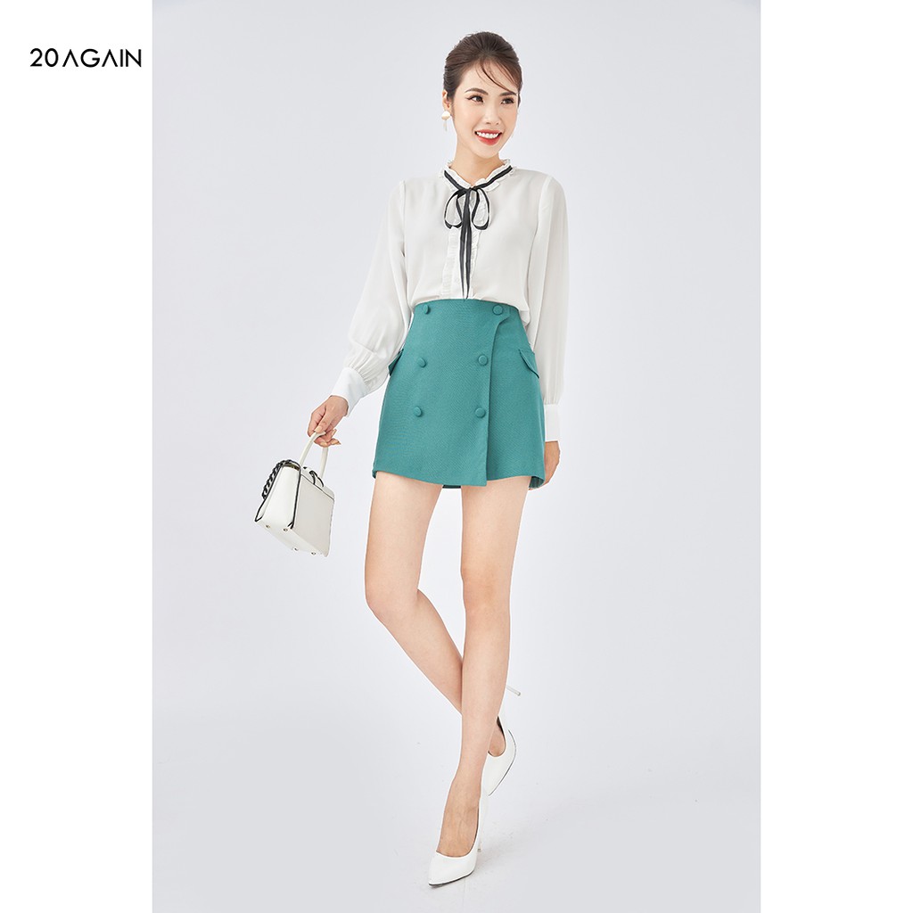 Áo sơ mi nữ dài tay 20AGAIN, hàng thiết kế vải voan cao cấp ASA1624