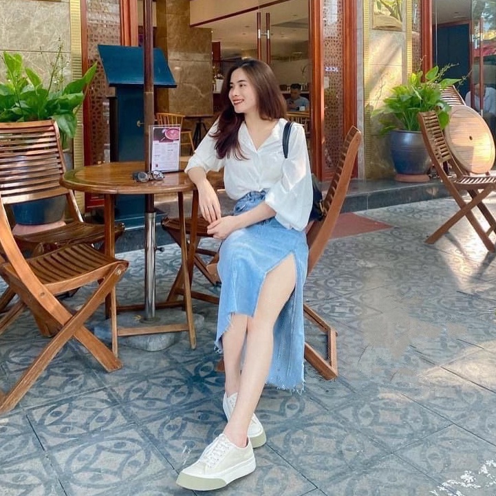 Chân váy xẻ,chân váy bò xẻ tà quyến rũ xinh đẹp