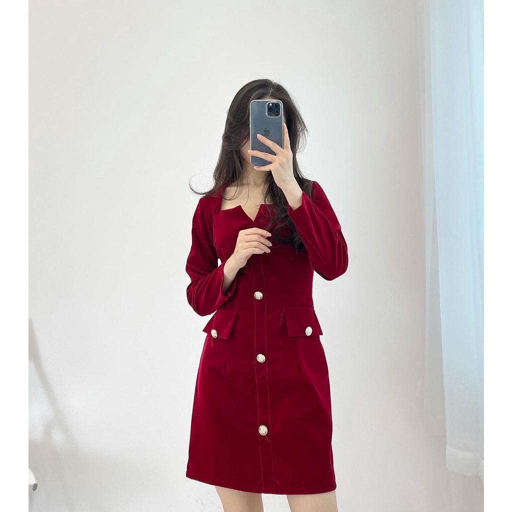 (FREESHIP) Đầm nhung body new hàng quảng châu Miho house