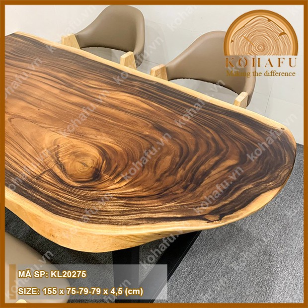 Bàn gỗ me tây bo 1 đầu bàn dùng làm bàn ăn gỗ me tây - KL20275 | BigBuy360 - bigbuy360.vn