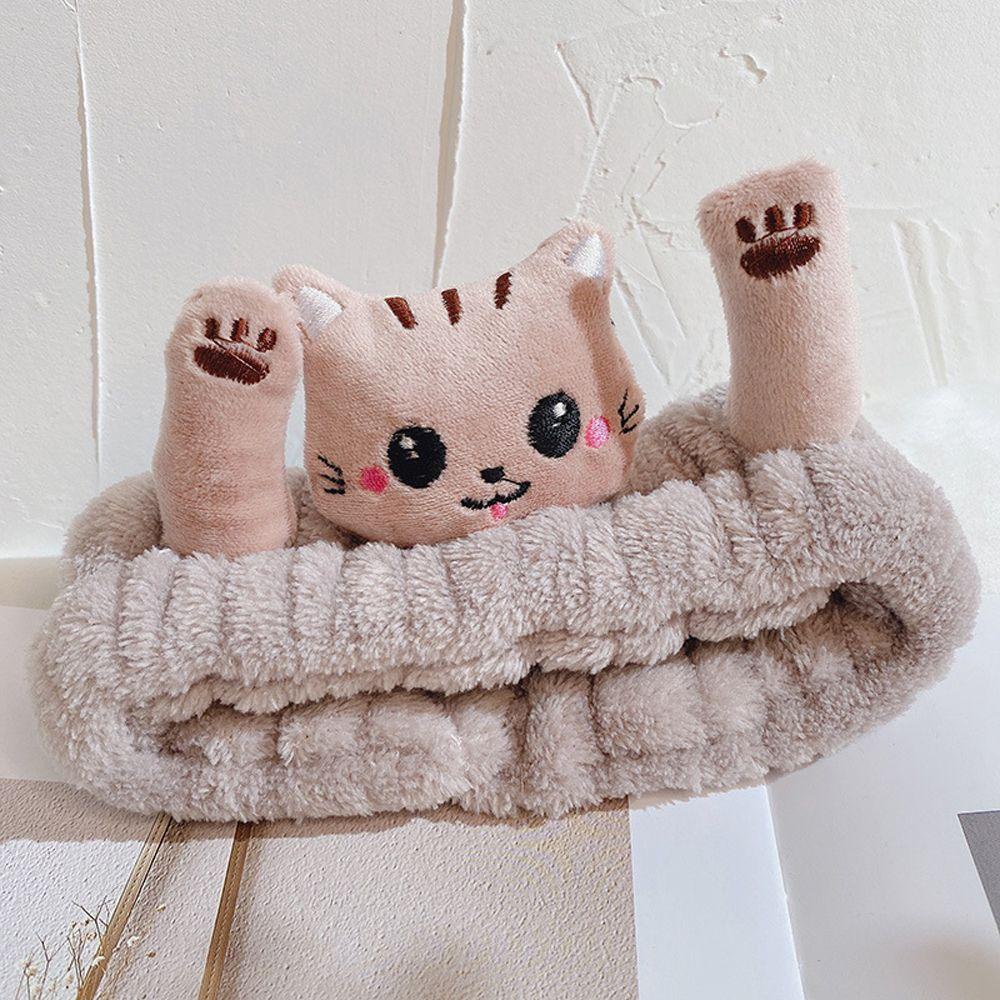 Băng Đô Cài Tóc Đính Tai Thỏ / Mèo / Vịt 3D Bằng Vải Flannel Thời Trang Thu Đông Cho Nữ