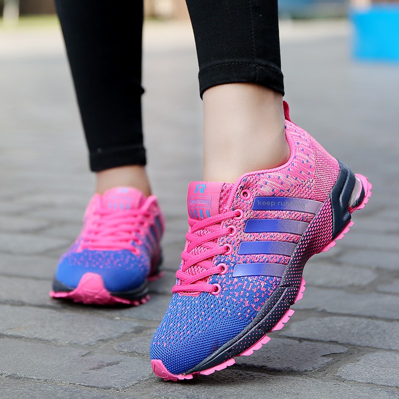 35-42 Giày thể thao phối lưới thấm hút khô ráo nhanh chóng Pink Women's and Girl's Sport Running Shoes