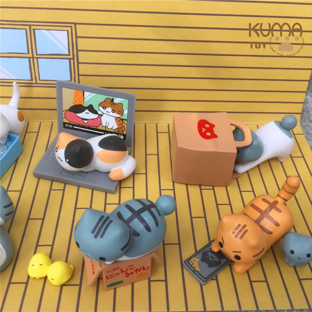Mô hình mèo nhỏ dễ thương 8 loại tiểu cảnh mini trang trí bàn học, bàn làm việc - Mô hình decor mèo cute