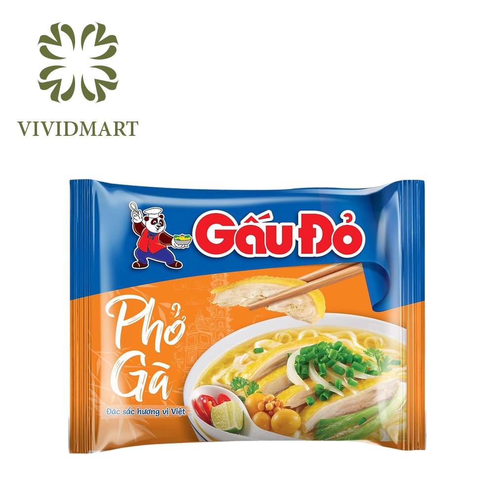 PHỞ GẤU ĐỎ 02 VỊ: BÒ VÀ GÀ - GÓI 62G - GẤU ĐỎ