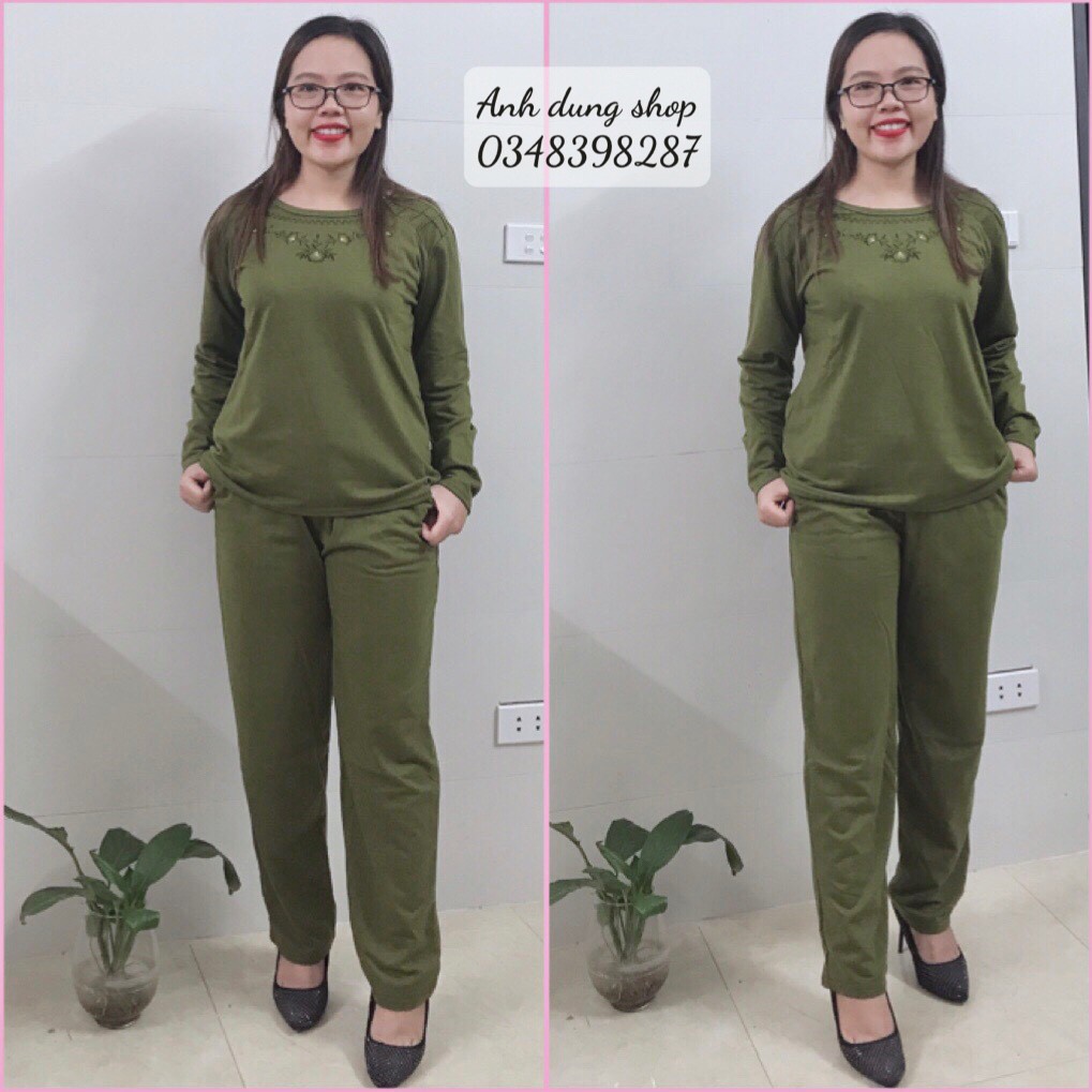 BỘ NỈ DA CÁ MẶC NHÀ TRUNG NIÊN- BỘ DÀI TAY DA CÁ CHO MẸ