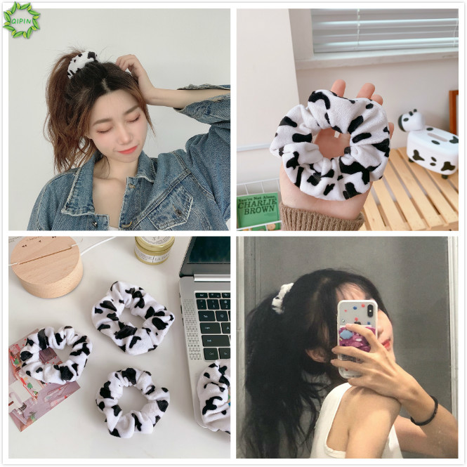 Dây buộc tóc họa tiết bò sữa đáng yêu