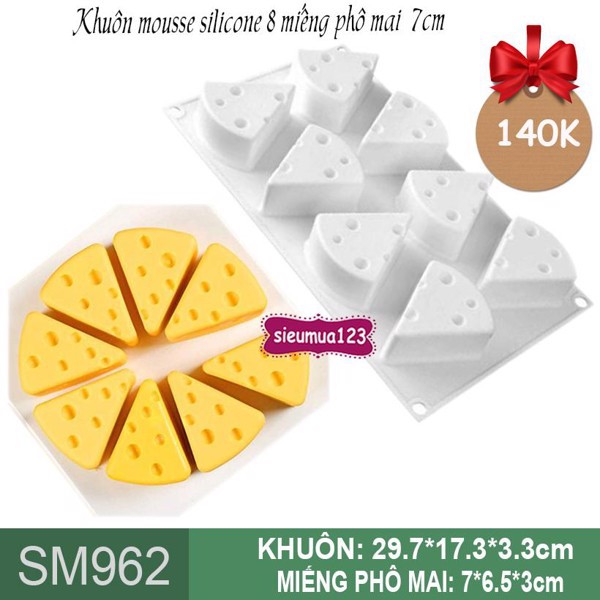 Khuôn silicon làm bánh, thach 8 miếng phomai 7cm