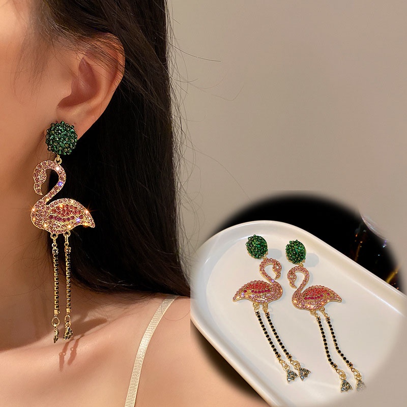 Bông Tai Dáng Dài Đính Kim Cương Tua Rua Phong Cách Âu Mỹ Đơn Giản Thời Trang Cho Nữ