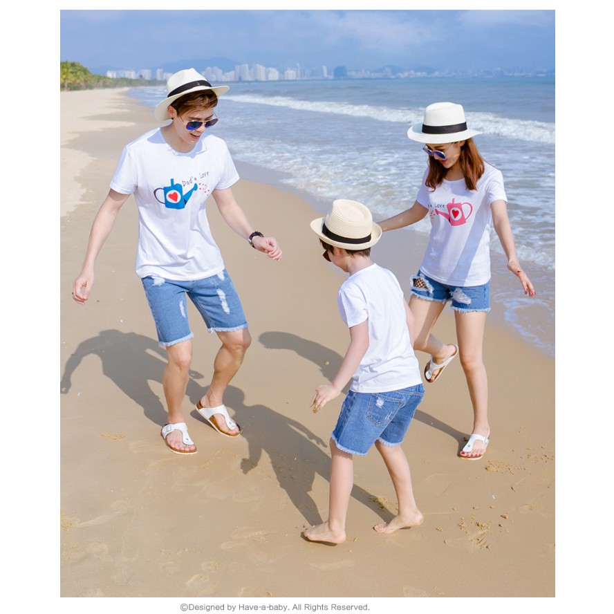 Áo gia đình Familylove - Mẫu Áo gia đình hình chậu cây chất Cotton 100% màu trắng