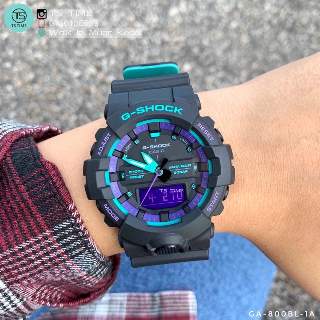 Đồng hồ nam Casio G Shock GA-100BL-1ADF Dây Nhựa Hai Màu - Chống Nước 200m