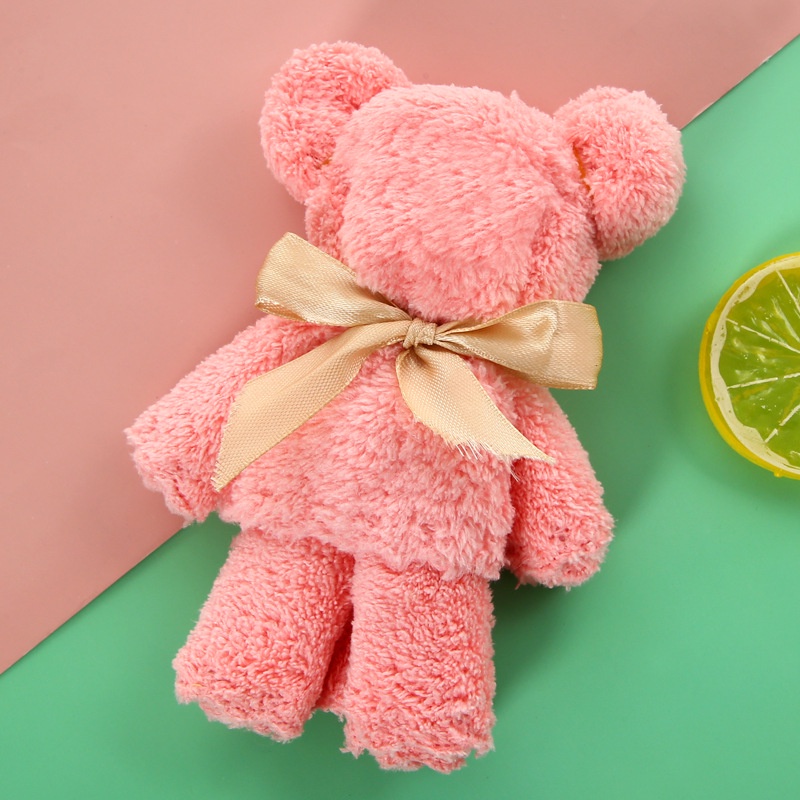 Khăn Lông Cừu San Hô Mềm Màu Trơn Hình Gấu Dễ Thương Làm Quà Tặng / Valentine / Đám Cưới