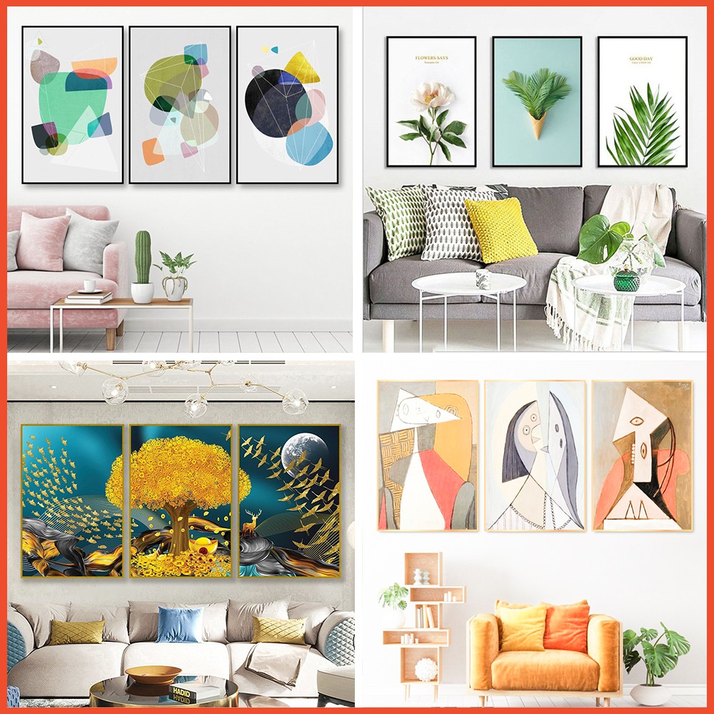 Bộ 3 Tranh phòng khách  Canvas giá xưởng - Tặng kèm đinh đa năng không cần khoan tường - Tranh canvas giá xưởng