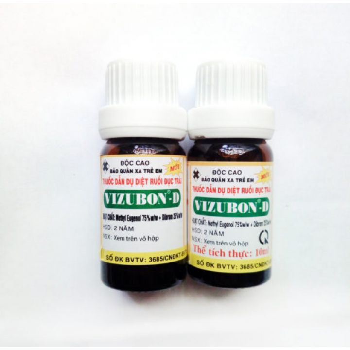 [HOT] Chế phẩm dẫn dụ diệt ruồi vàng 1 hộp Vizubon 10ml (1 chai dẫn dụ và 1 chai diệt ruồi) c/lượng, hg C/ty.