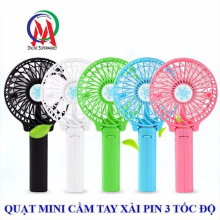 Quạt mini cầm tay xài pin sạc 3 tốc độ mạnh nhiều màu