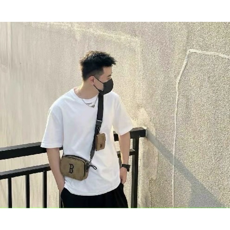 Set túi đeo chéo MLB Nam nữ form hộp kèm ví nhỏ Nylon Mini full Tag mac Code