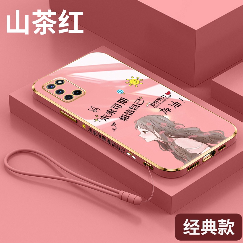 Ốp điện thoại QIANZI silicon mềm mạ điện in hình cô gái cho Oppo A52 A92 A53 2020 A3S A12E A15 A15S F9 A93 A54