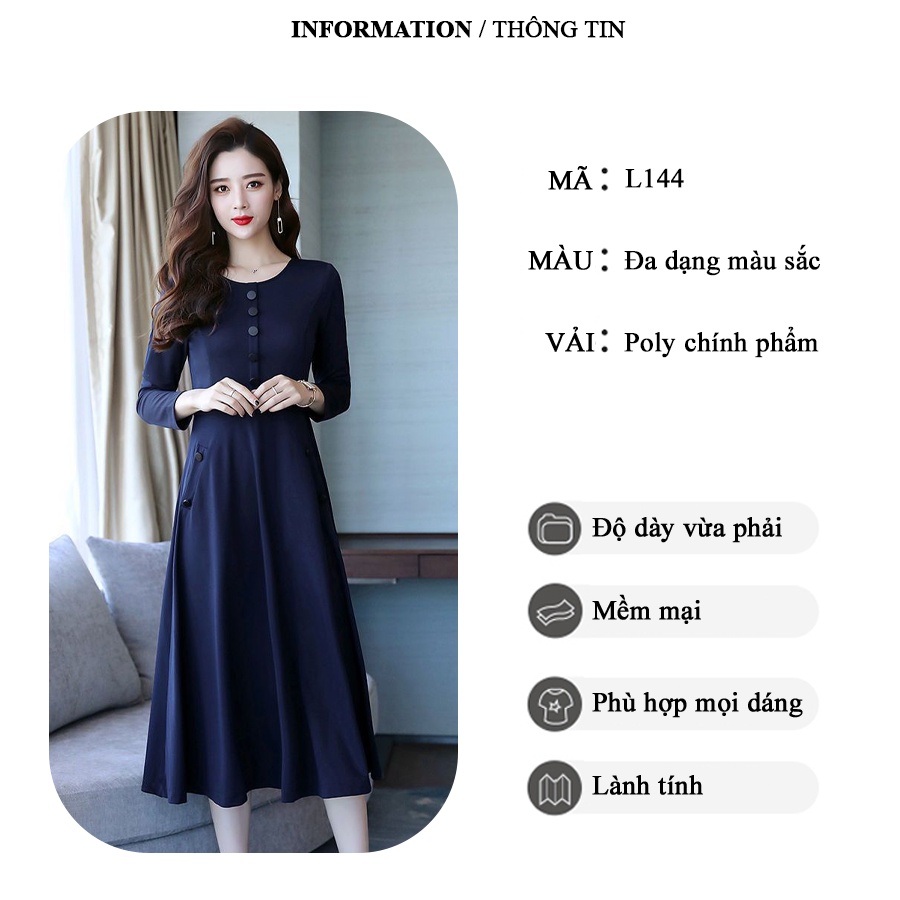 Đầm trung niên sang trong dự tiệc cho mẹ trẻ trung cao cấp bigsize phong cách Hàn Quốc L144 - WB WOMAN & BEAUTY