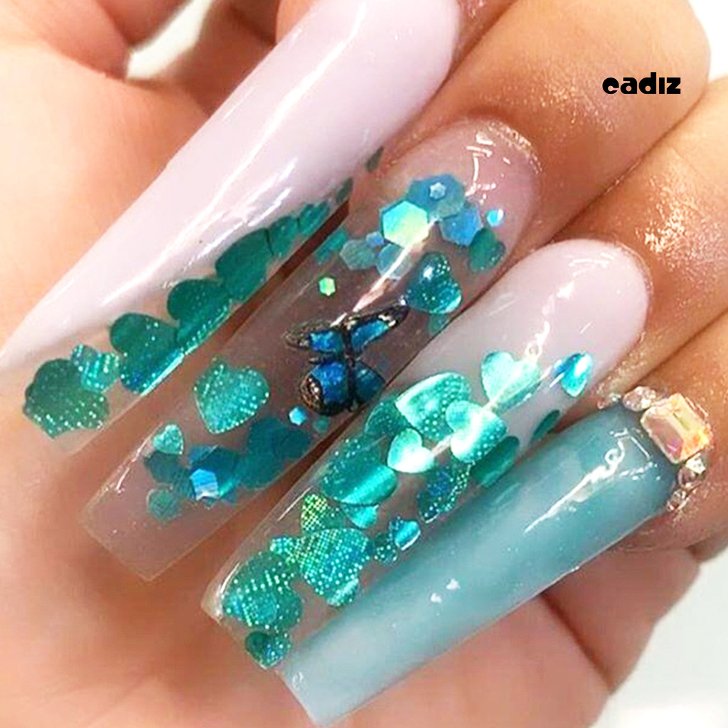 [Hàng mới về] Hộp kim tuyến lấp lánh hình trái tim trang trí móng tay nghệ thuật xinh xắn