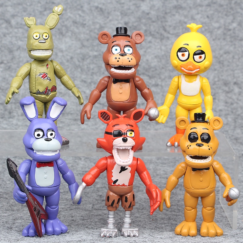 Set 6 Mô Hình Búp Bê Chú Gấu Bonnie Foxy FNAF Dễ Thương Cho Bé