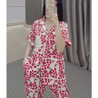 Bộ đồ Pijama lụa Latin - quần dài, cộc tay Quảng Châu