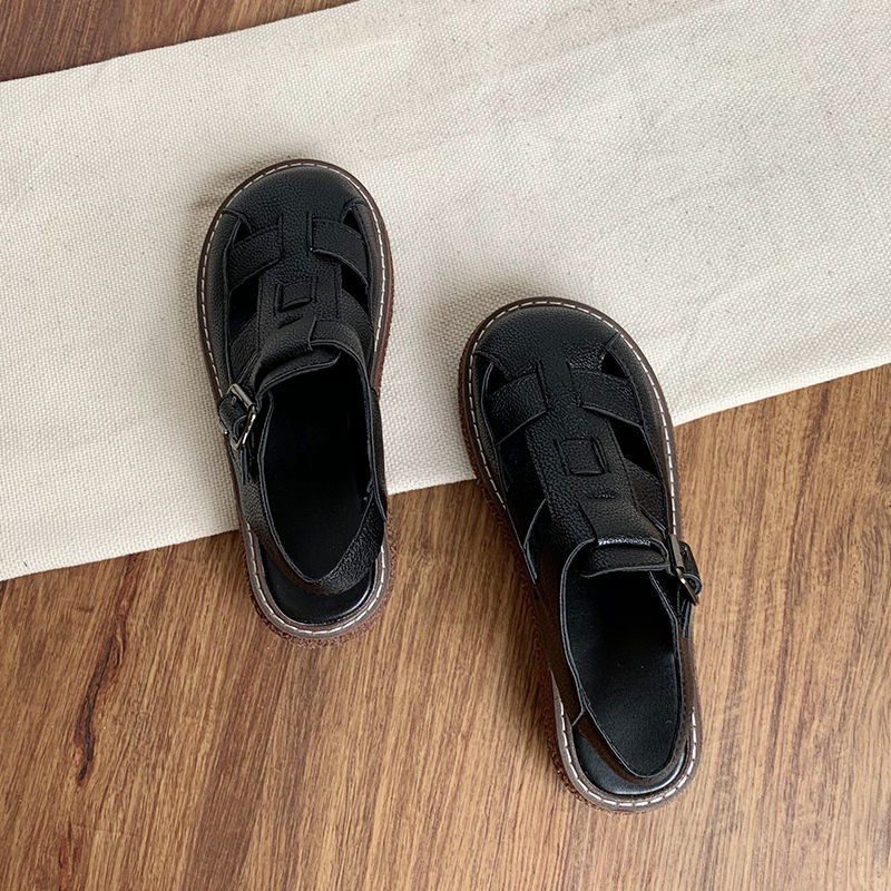 Dép sandal MURIOKI trắng cắt lỗ cực xinh phong cách ullzang