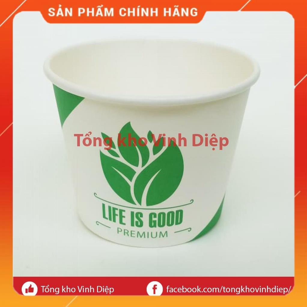 Set 50 cốc giấy tô bát giấy 12oz 360ml dùng 1 lần đựng cháo, chè, kem, đồ ăn nóng lạnh