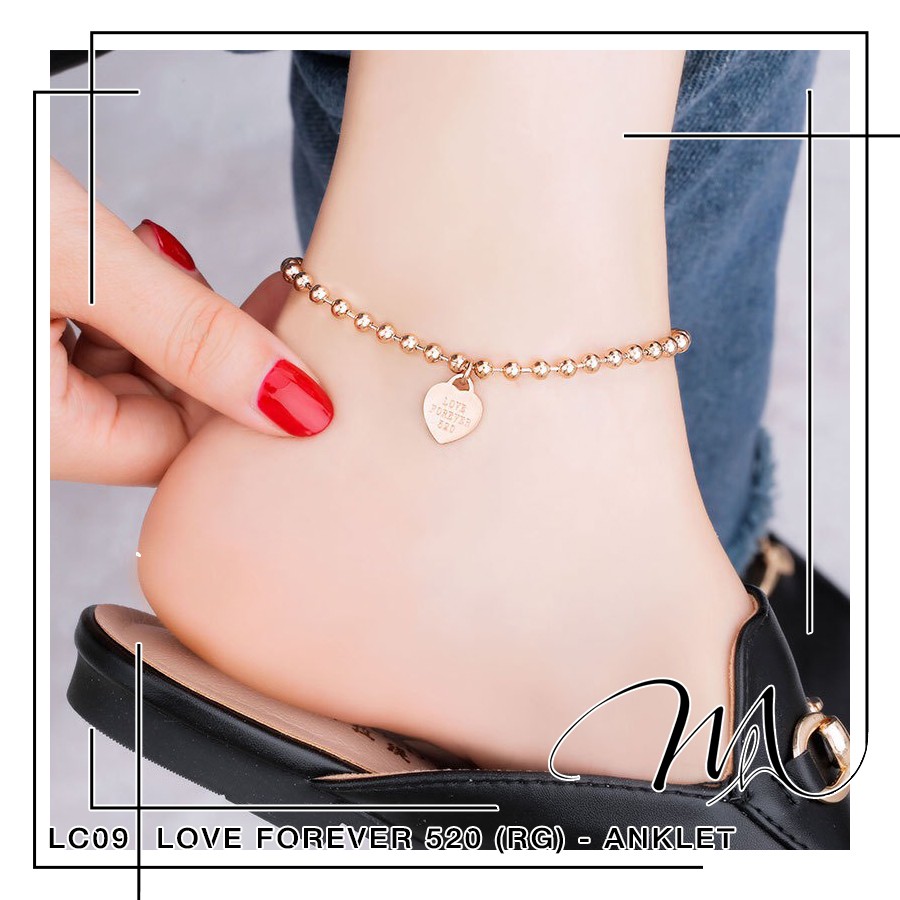 Lắc chân nữ Titan dây bi trái tim Love Forever 520 - LC09 | BigBuy360 - bigbuy360.vn