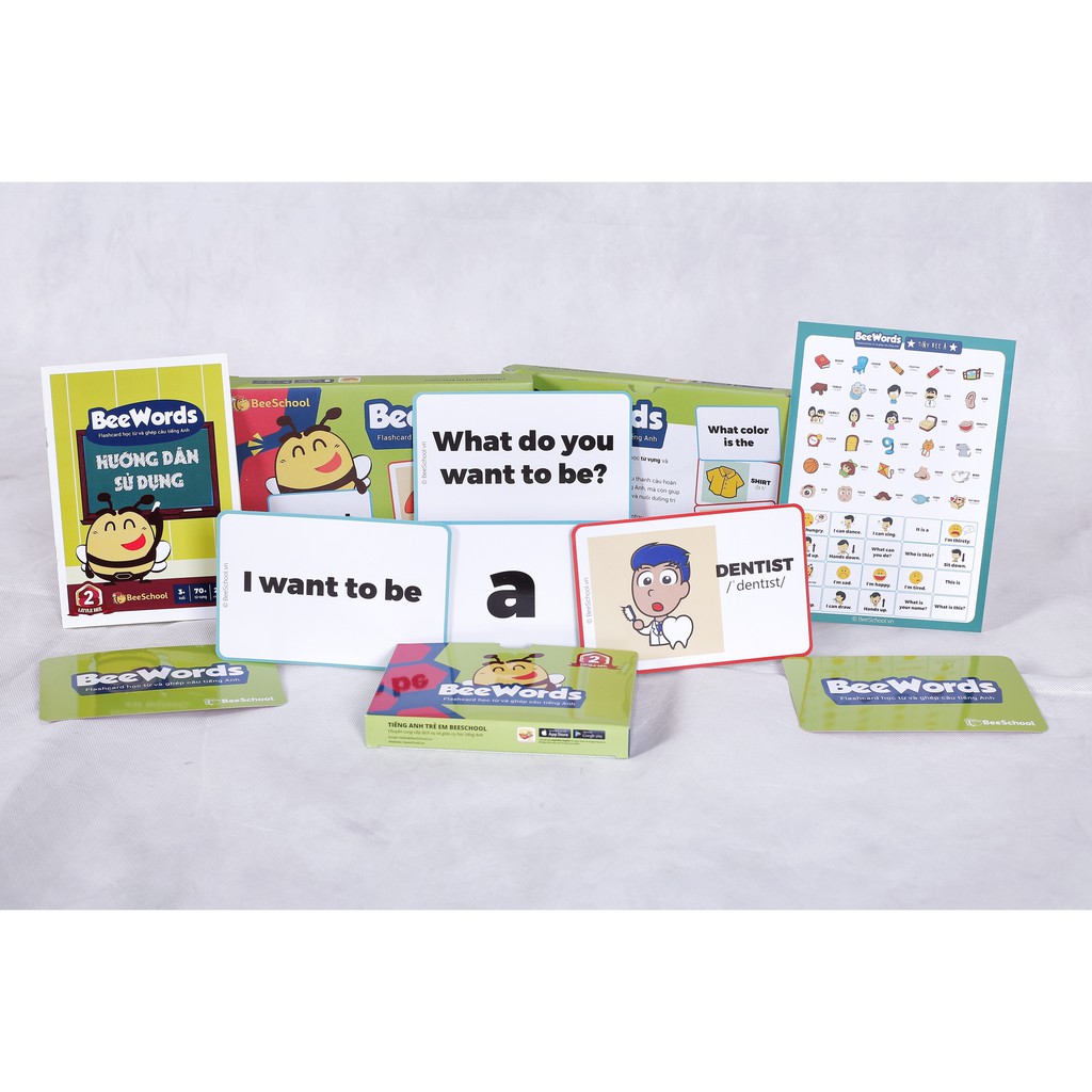 Đồ chơi giáo dục: Flashcards học tiếng Anh Beewords (3-10 tuổi) - KKstore